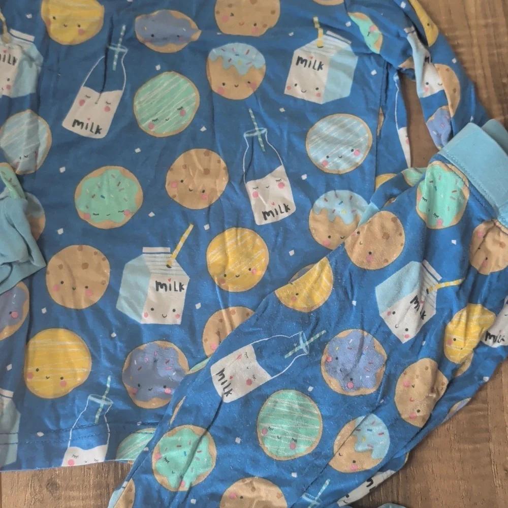 Little Sleepies Blue Milk and Cookies Pajama Set Size 12-18 Months